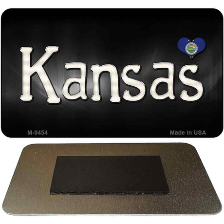 Kansas Flag Script Novelty Metal Magnet M-9454