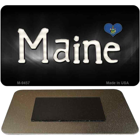 Maine Flag Script Novelty Metal Magnet M-9457