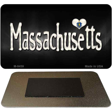 Massachusetts Flag Script Novelty Metal Magnet M-9459