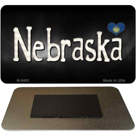 Nebraska Flag Script Novelty Metal Magnet M-9465