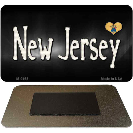 New Jersey Flag Script Novelty Metal Magnet M-9468