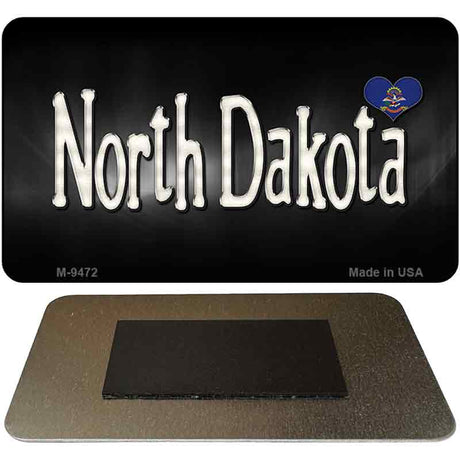 North Dakota Flag Script Novelty Metal Magnet M-9472