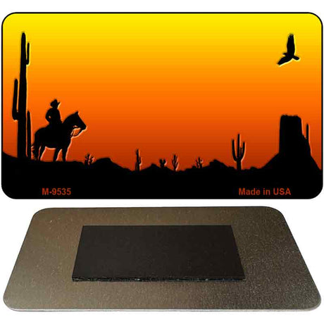 Cowboy Sunset Arizona Western State License Plate Tag Magnet M-9535