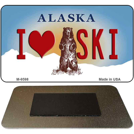 I Love Ski Alaska State Novelty Metal Magnet M-9598