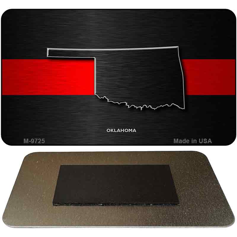 Oklahoma Thin Red Line Novelty Metal Magnet M-9725