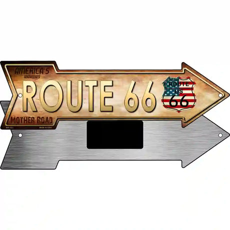 American Flag Route 66 Novelty Metal Arrow Sign 8" x 2.25" (MA)