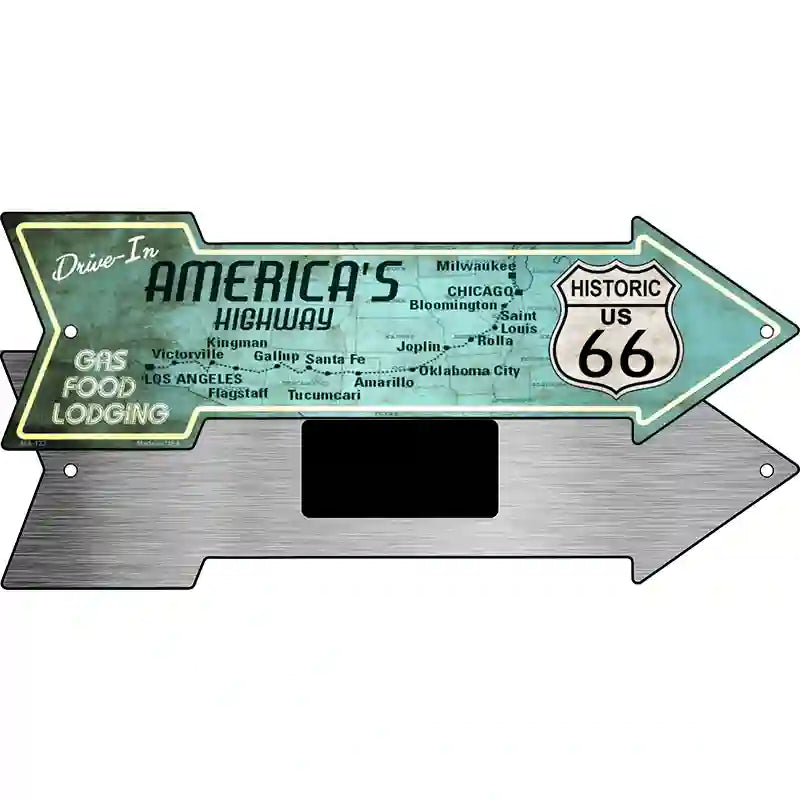 Americas Highway Drive In Novelty Metal Arrow Sign 8" x 2.25" (MA)