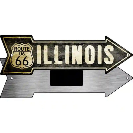 Vintage Route 66 Illinois Novelty Metal Arrow Sign 8" x 2.25" (MA)