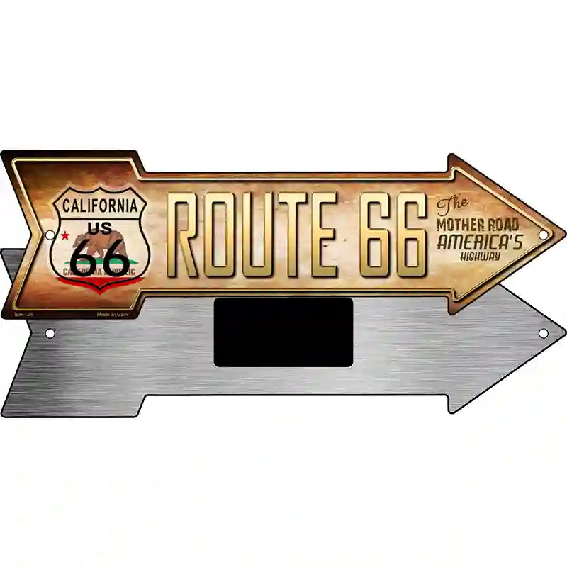 Route 66 California Flag Novelty Metal Arrow Sign 8" x 2.25" (MA)