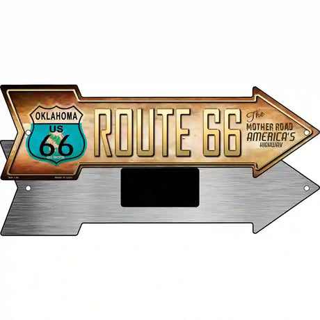 Route 66 Oklahoma Flag Novelty Metal Arrow Sign 8" x 2.25" (MA)