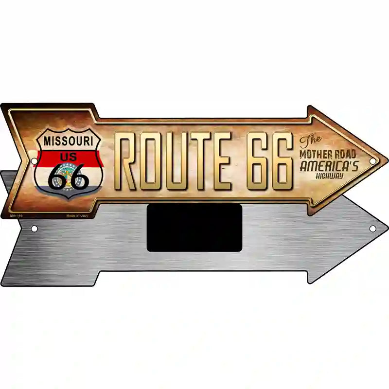 Route 66 Missouri Flag Novelty Metal Arrow Sign 8" x 2.25" (MA)