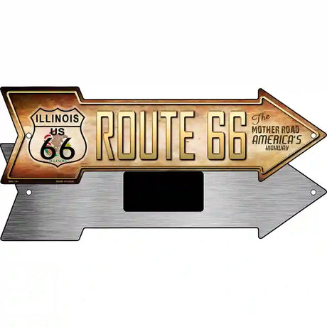 Route 66 Illinois Flag Novelty Metal Arrow Sign 8" x 2.25" (MA)