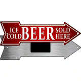 Ice Cold Beer Sold Here Novelty Metal Arrow Sign 8" x 2.25" (MA)