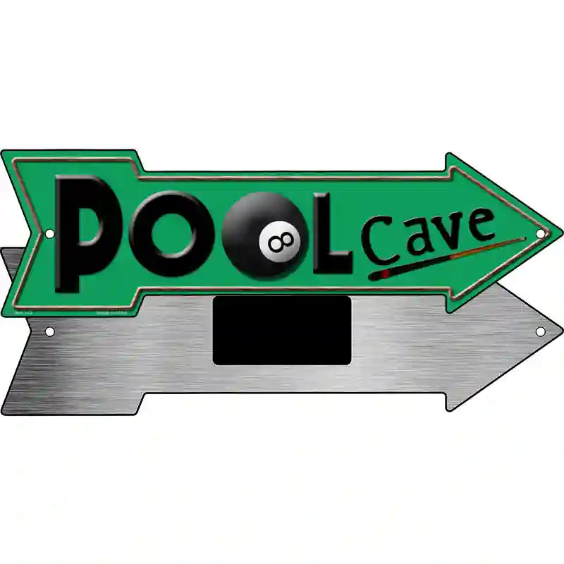 Pool Cave Novelty Metal Arrow Sign 8" x 2.25" (MA)