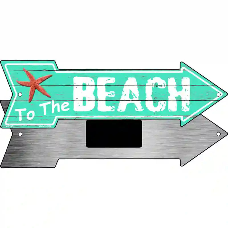 To The Beach Novelty Metal Arrow Sign 8" x 2.25" (MA)