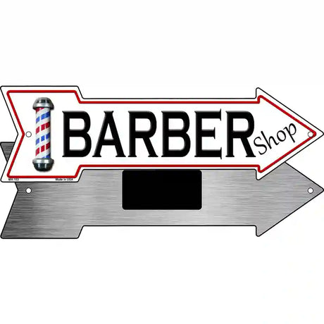 Barber Shop Novelty Metal Arrow Sign 8" x 2.25" (MA)