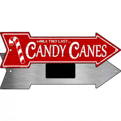 Candy Canes Novelty Metal Arrow Sign 8" x 2.25" (MA)