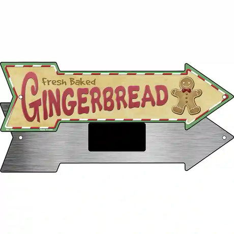 Gingerbread Novelty Metal Arrow Sign 8" x 2.25" (MA)