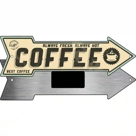 Coffee Novelty Metal Arrow Sign 8" x 2.25" (MA)