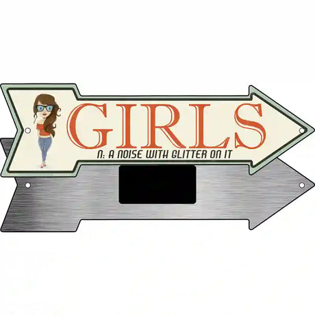 Girls Novelty Metal Arrow Sign 8" x 2.25" (MA)