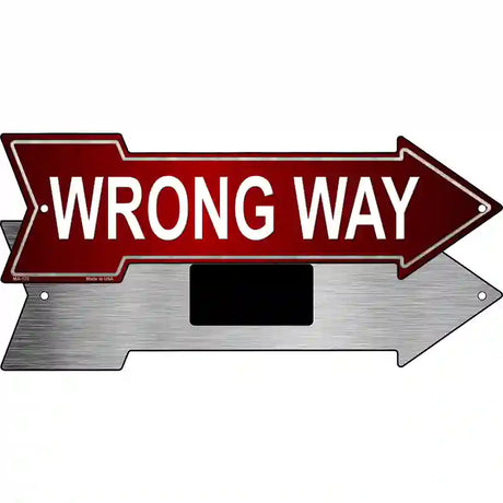 Wrong Way Novelty Metal Arrow Sign 8" x 2.25" (MA)