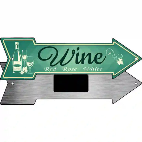 Wine Novelty Metal Arrow Sign 8" x 2.25" (MA)