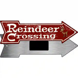 Reindeer Crossing Novelty Metal Arrow Sign 8" x 2.25" (MA)