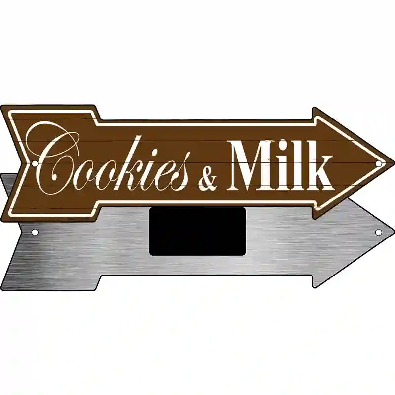 Cookies Milk Novelty Metal Arrow Sign 8" x 2.25" (MA)