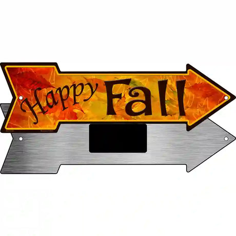 Happy Fall Novelty Metal Arrow Sign 8" x 2.25" (MA)