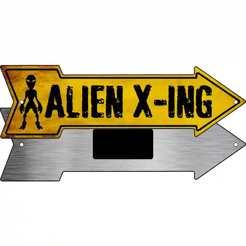 Alien Xing Novelty Metal Arrow Sign 8" x 2.25" (MA)