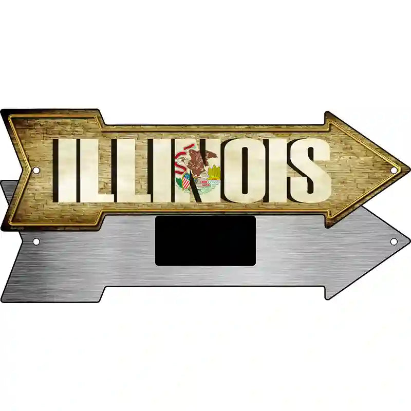 Illinois Novelty Metal Arrow Sign 8" x 2.25" (MA)