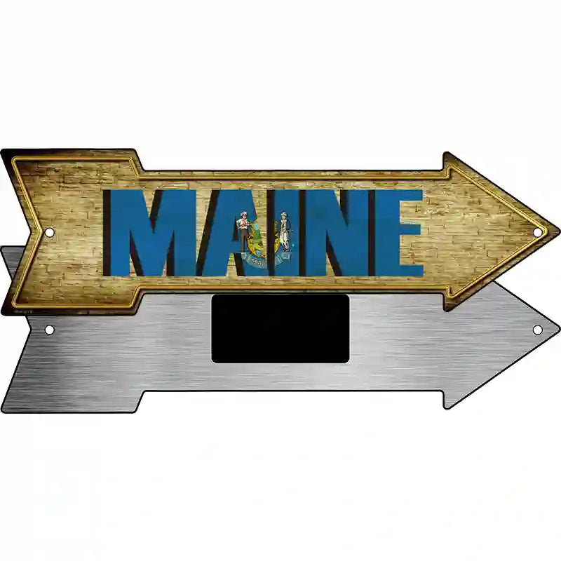 Maine Novelty Metal Arrow Sign 8" x 2.25" (MA)