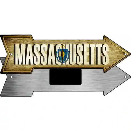 Massachusetts Novelty Metal Arrow Sign 8" x 2.25" (MA)