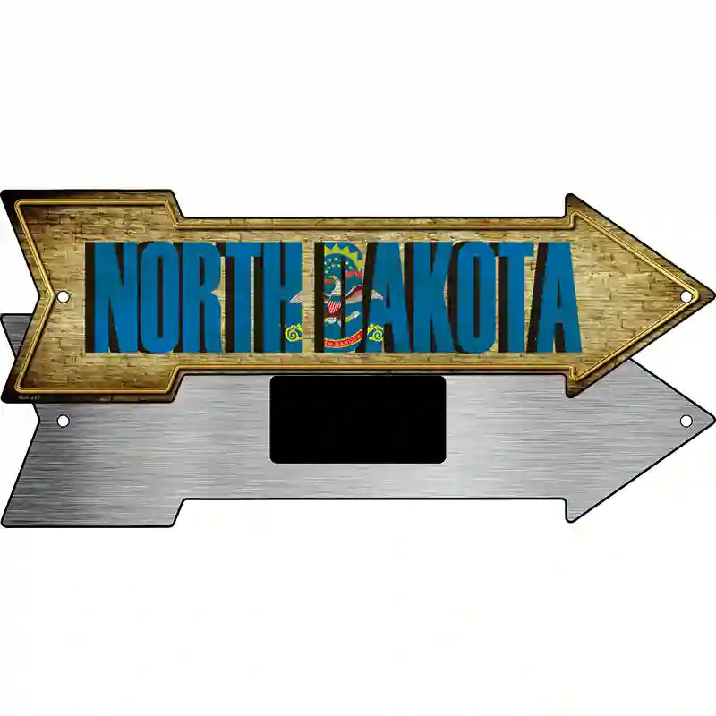 North Dakota Novelty Metal Arrow Sign 8" x 2.25" (MA)