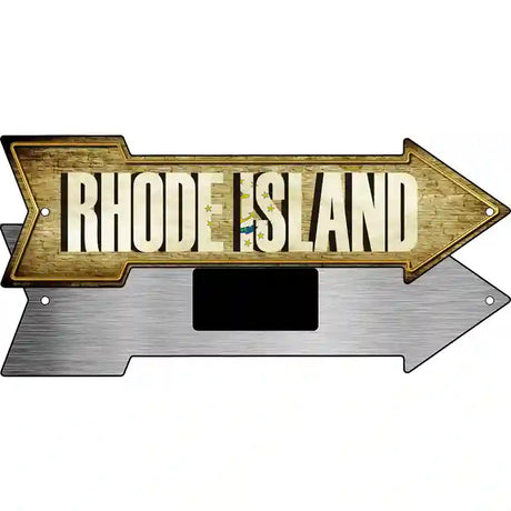 Rhode Island Novelty Metal Arrow Sign 8" x 2.25" (MA)