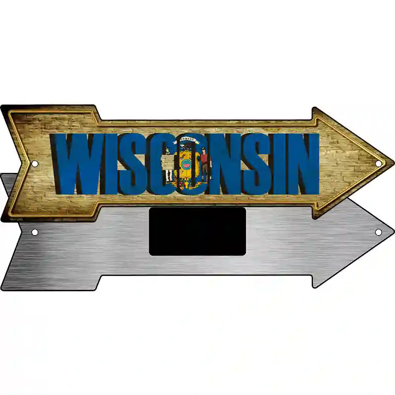 Wisconsin Novelty Metal Arrow Sign 8" x 2.25" (MA)