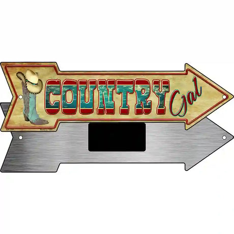 Country Gal Novelty Metal Arrow Sign 8" x 2.25" (MA)