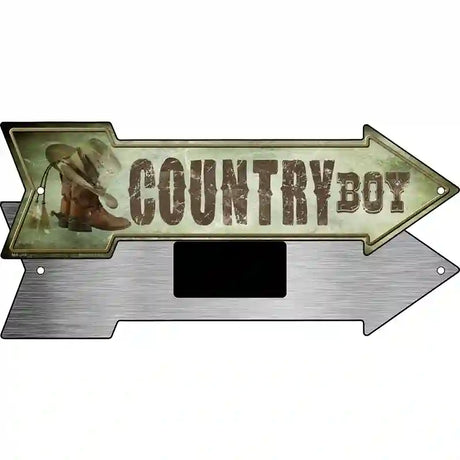 Country Boy Novelty Metal Arrow Sign 8" x 2.25" (MA)