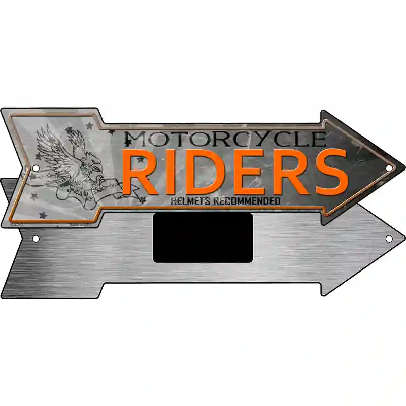 Motorcycle Riders Novelty Metal Arrow Sign 8" x 2.25" (MA)