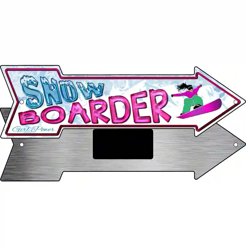 Snowboarder Girl Novelty Metal Arrow Sign 8" x 2.25" (MA)