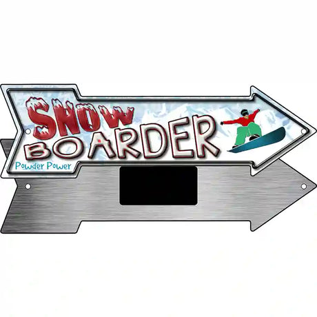 Snowboarder Dude Novelty Metal Arrow Sign 8" x 2.25" (MA)