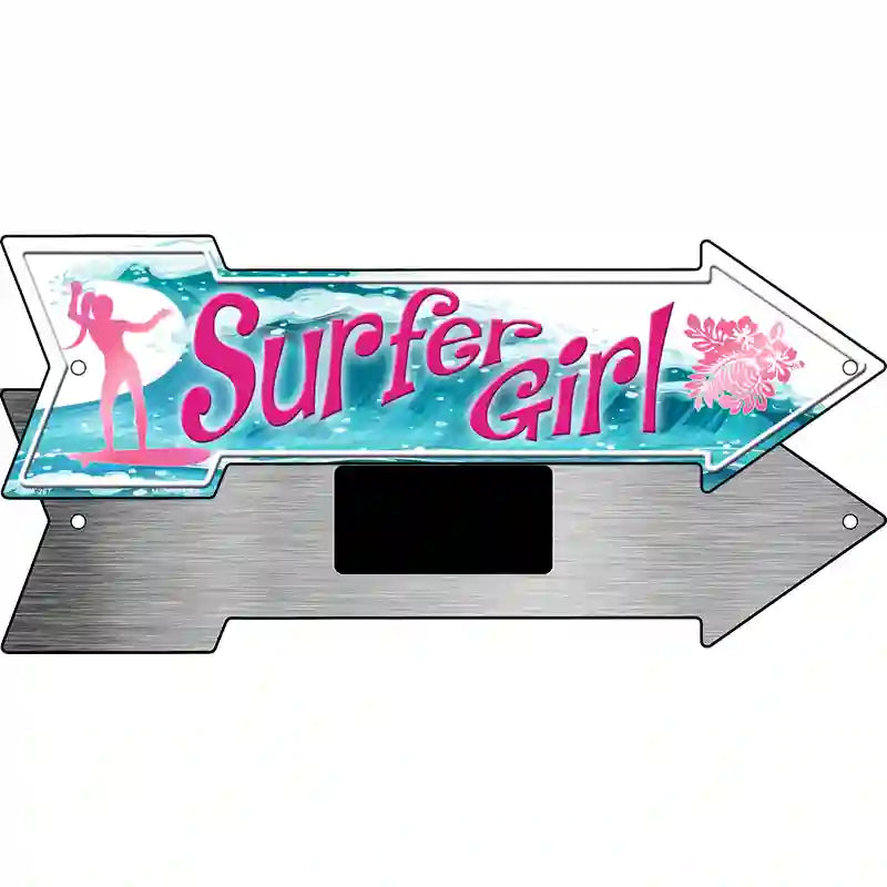 Surfer Girl Novelty Metal Arrow Sign 8" x 2.25" (MA)