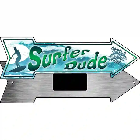 Surfer Dude Novelty Metal Arrow Sign 8" x 2.25" (MA)