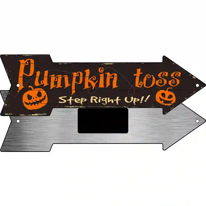 Pumpkin Toss Novelty Metal Arrow Sign 8" x 2.25" (MA)