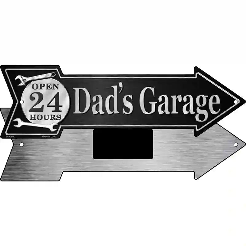 Dads Garage Novelty Metal Arrow Sign 8" x 2.25" (MA)