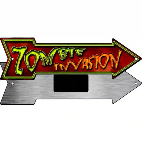 Zombie Invasion Novelty Metal Arrow Sign 8" x 2.25" (MA)