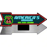 Route 66 Lodging Novelty Metal Arrow Sign 8" x 2.25" (MA)