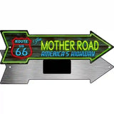 Route 66 Mother Road Neon Novelty Metal Arrow Sign 8" x 2.25" (MA)