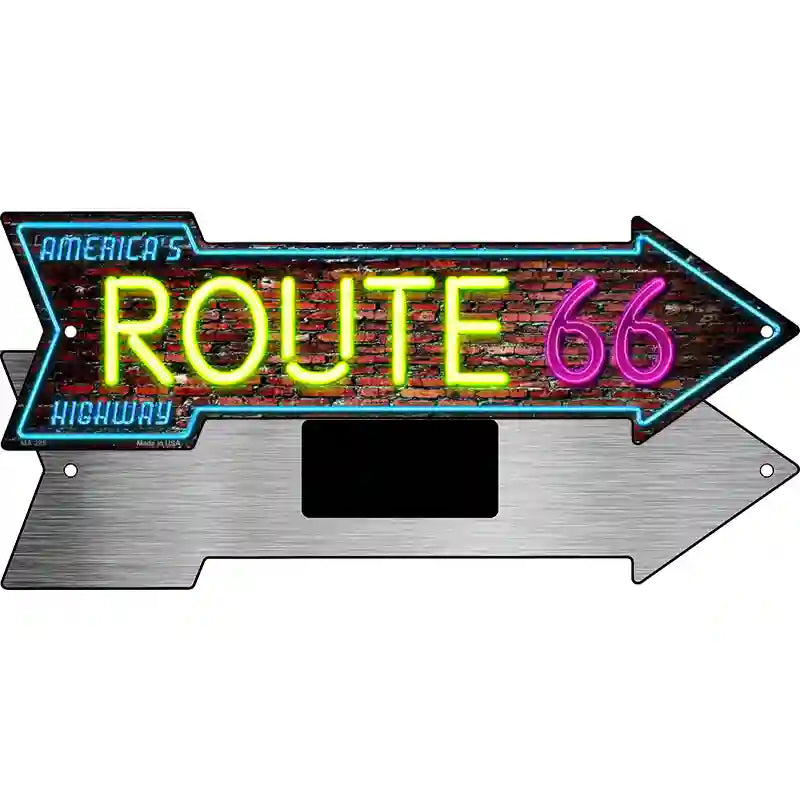 Route 66 Neon Novelty Metal Arrow Sign 8" x 2.25" (MA)