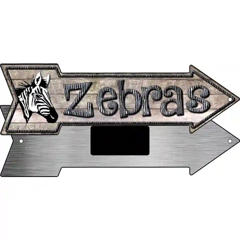 Zebras Novelty Metal Arrow Sign 8" x 2.25" (MA)